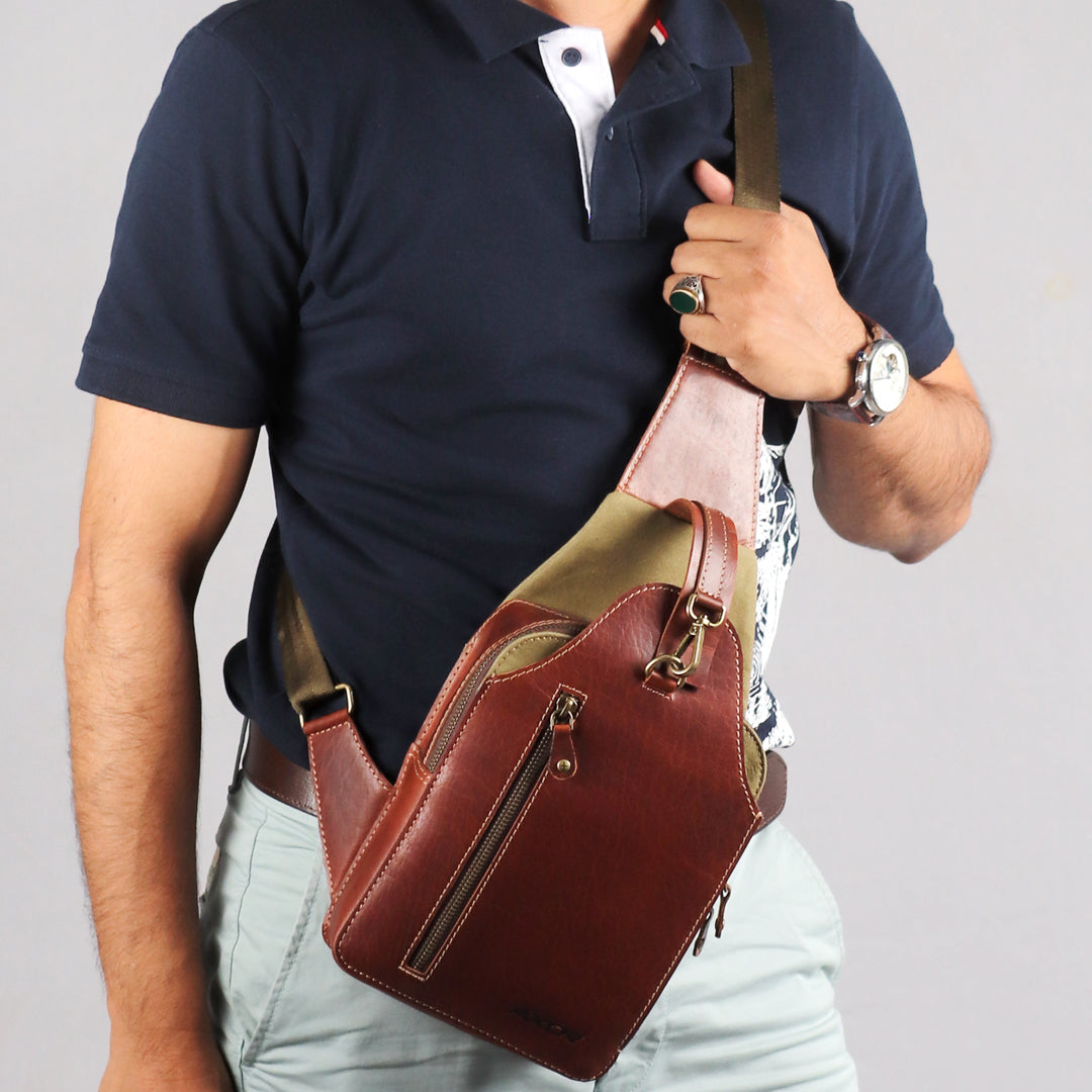 Olive Green with Leather Brown