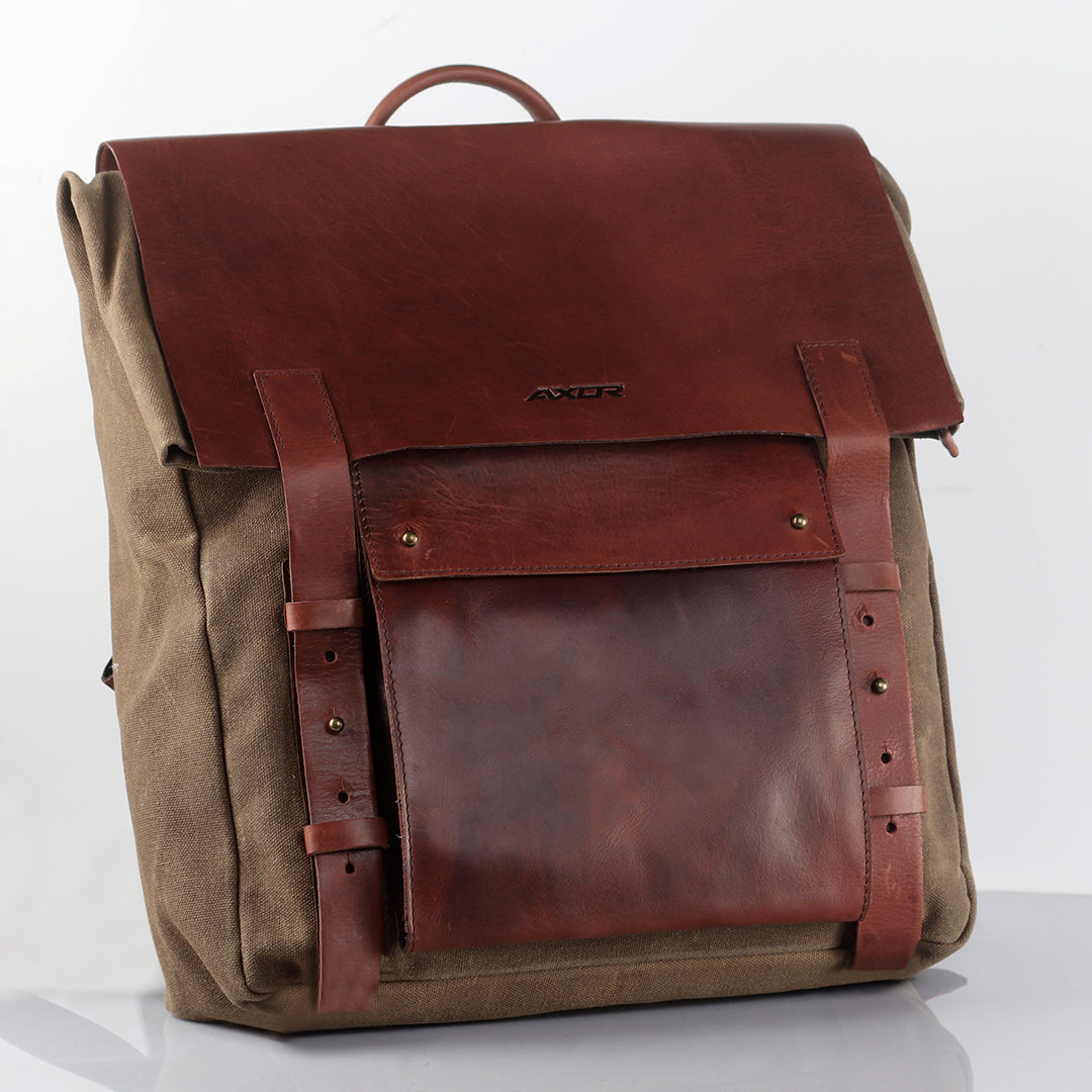 Olive Green with Leather Brown