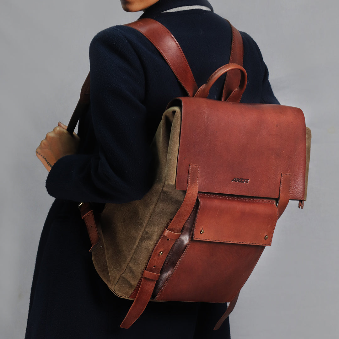 Olive Green with Leather Brown