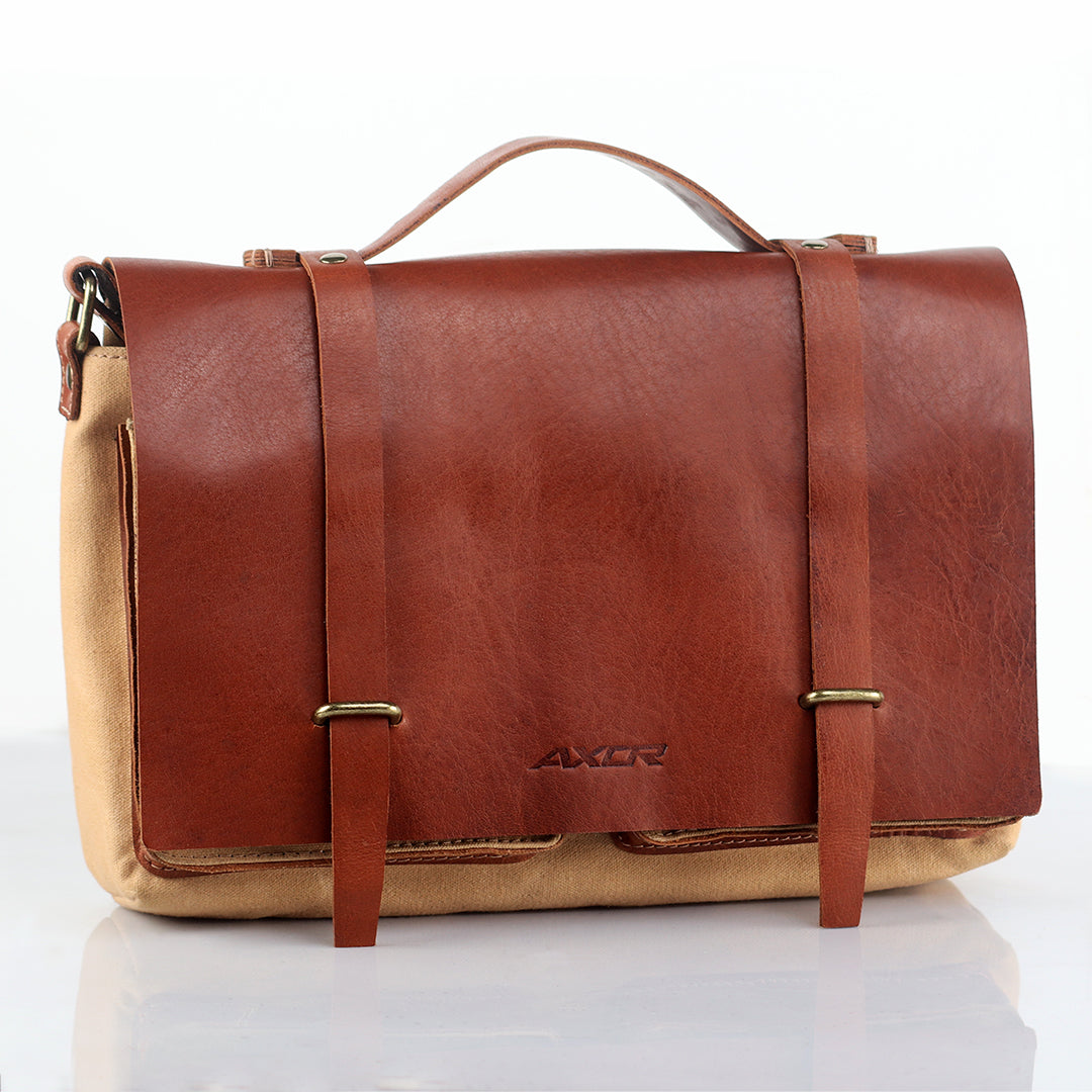 Khaki with Leather Brown