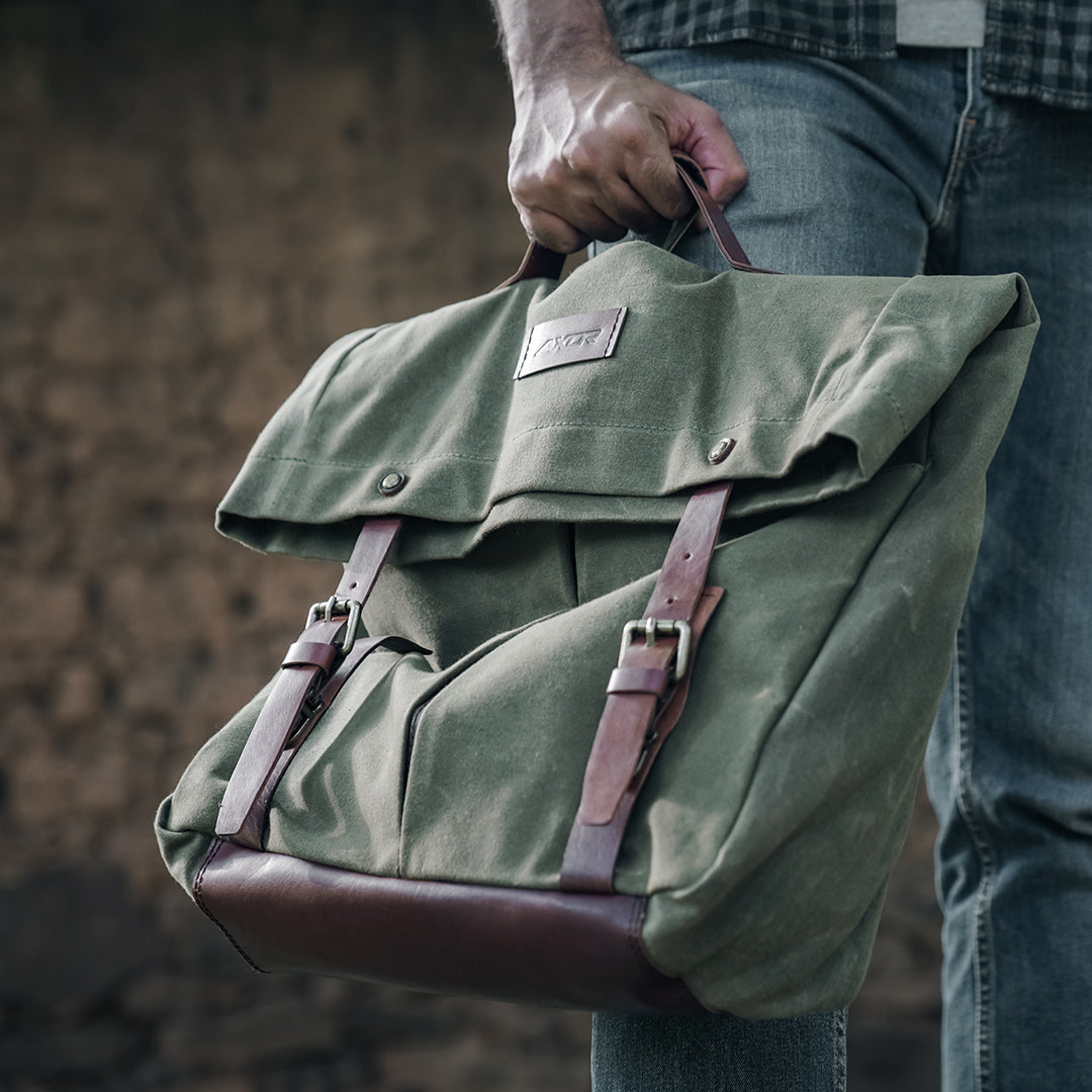 Olive Green with Leather Brown