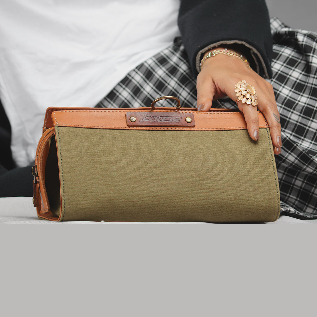 Khaki with Leather Brown