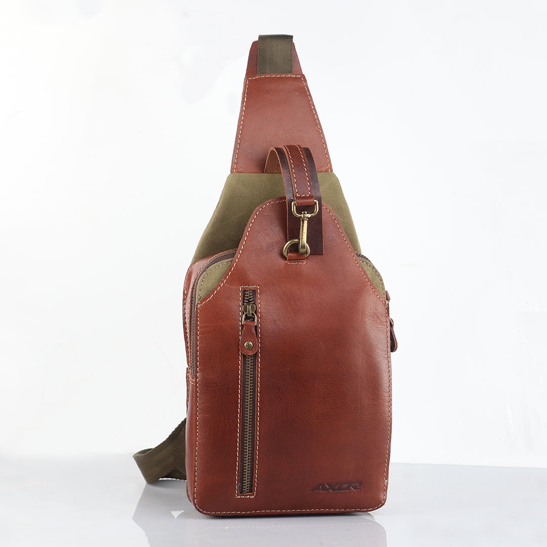 Olive Green with Leather Brown