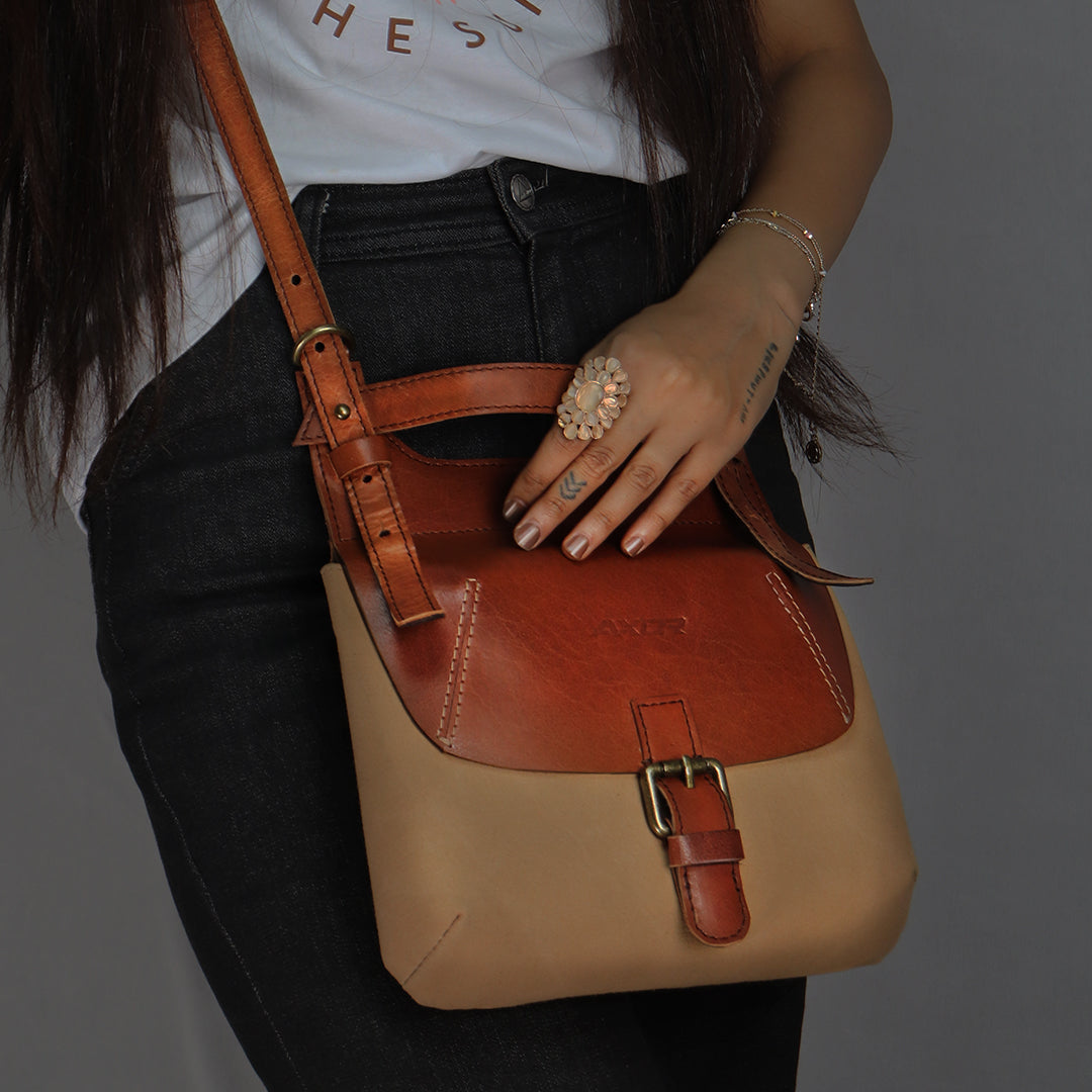 Khaki with Leather Brown