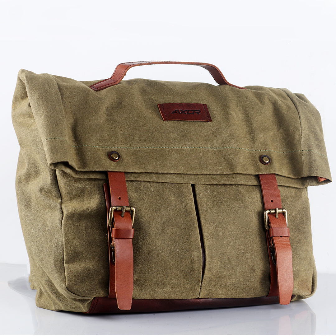 Olive Green with Leather Brown