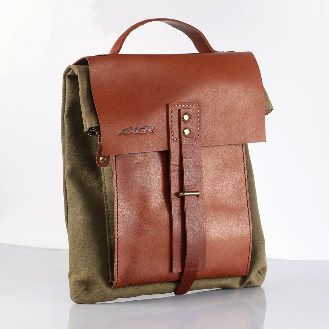 Olive Green with Leather Brown