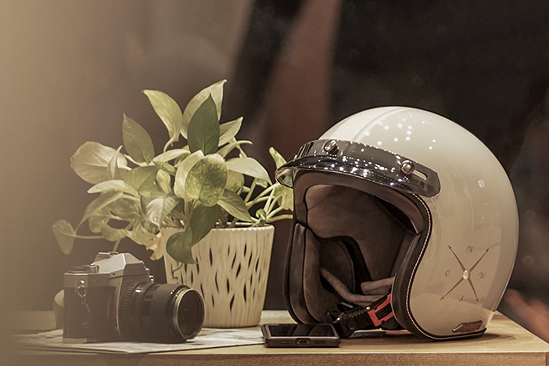 Retro jet euro globe helmet